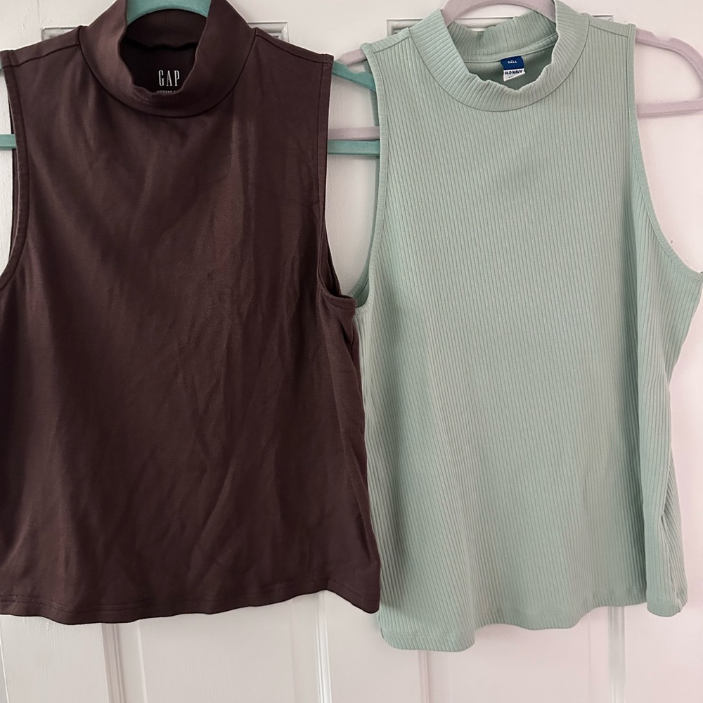 GAP Chocolate Brown and Old Navy Mint Green Tank Tops